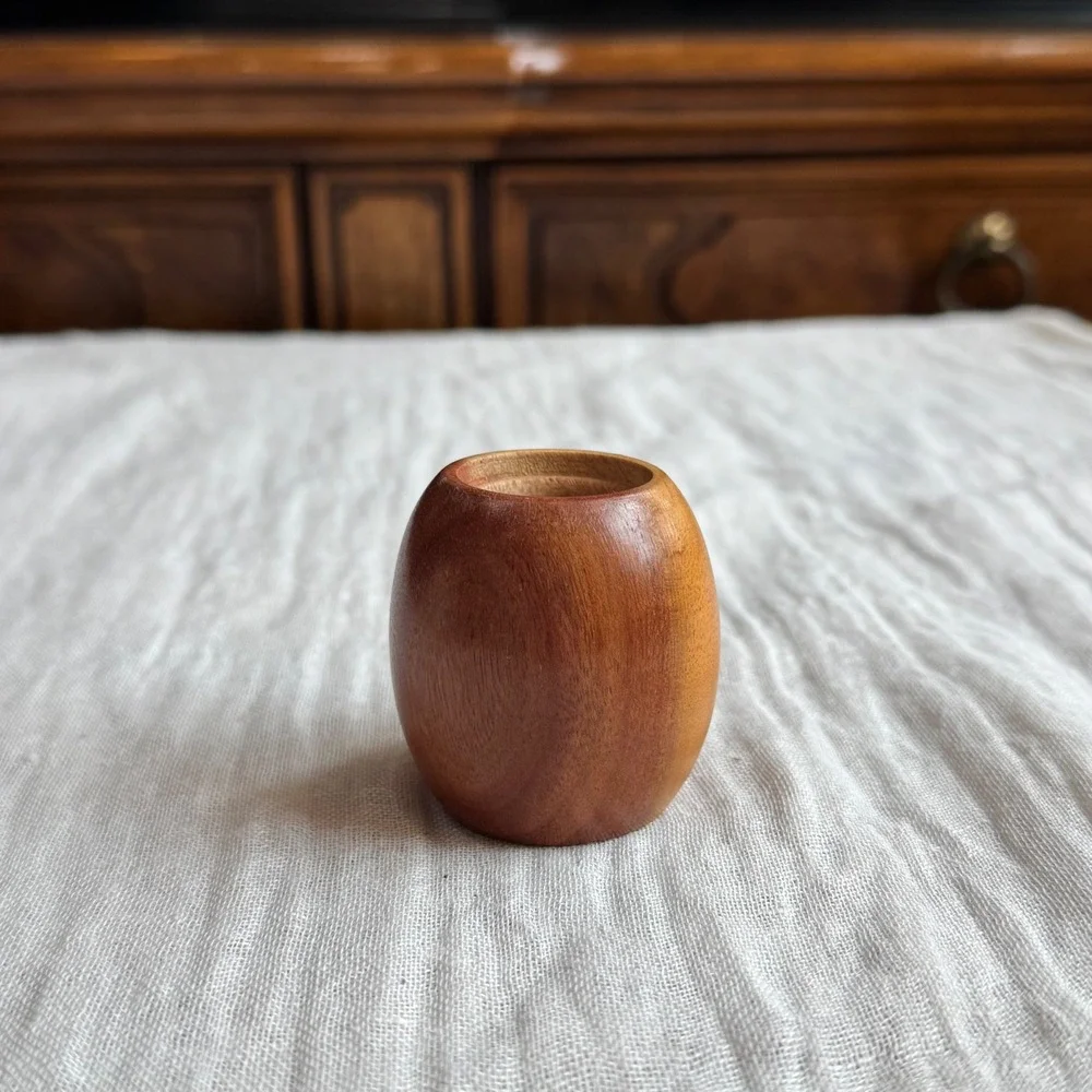 Carob Wood Holder '97 Small Vessel‎ Trinket Dish Vase Bud Bowl Signed